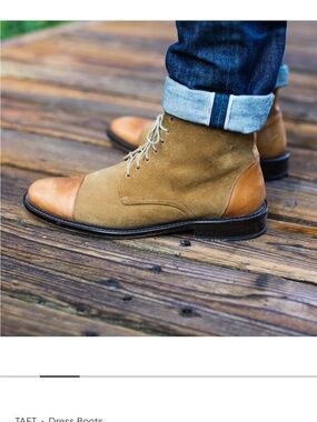 Taft “The Troy Boot” in Light Brown Suede w/ Leather Toe Cap